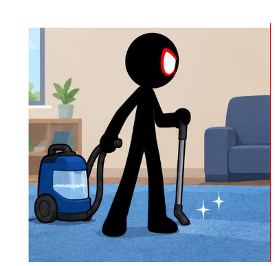 Carpet cleaning in progress